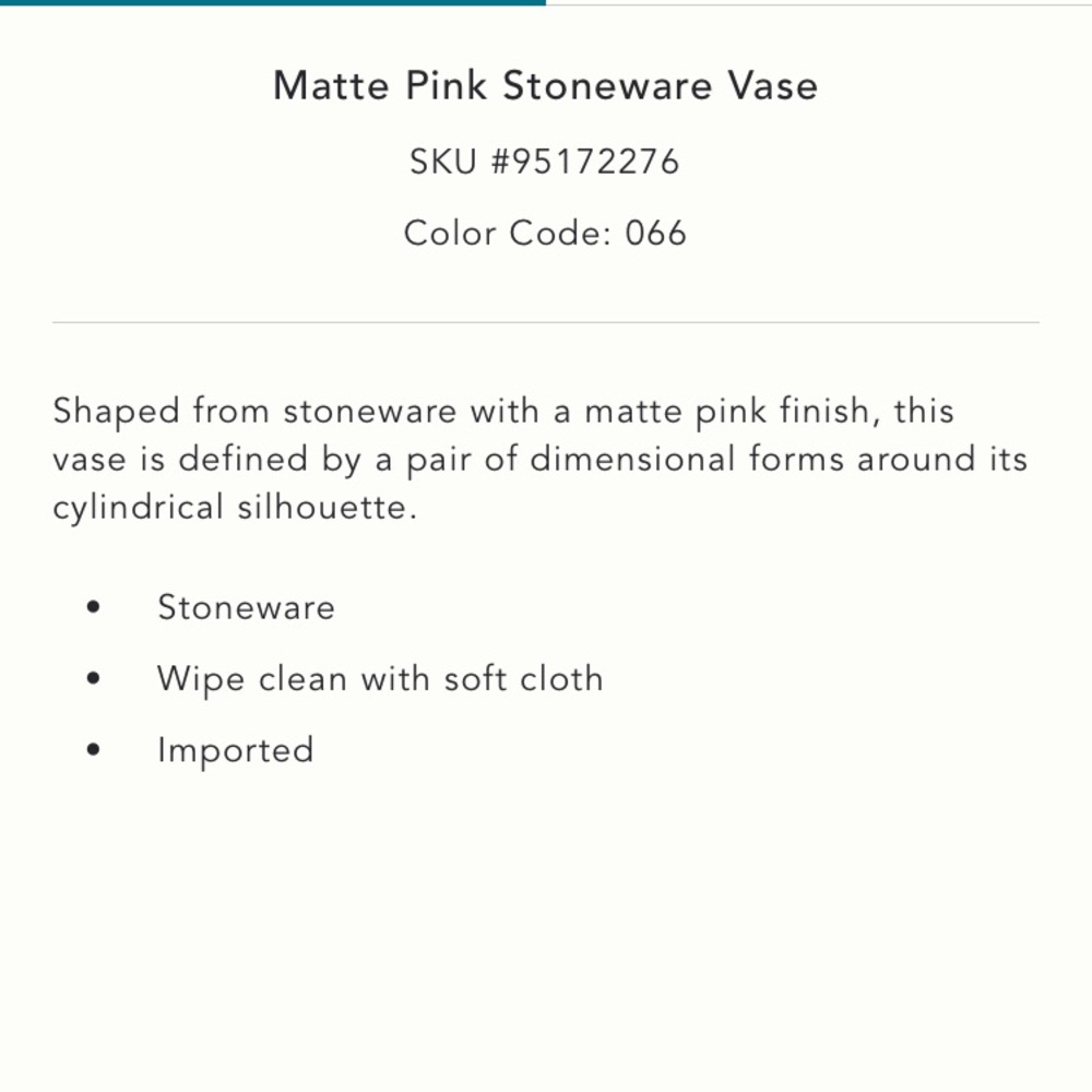 Anthropologie Matte Pink Stoneware Vase NWT - Picture 4 of 9